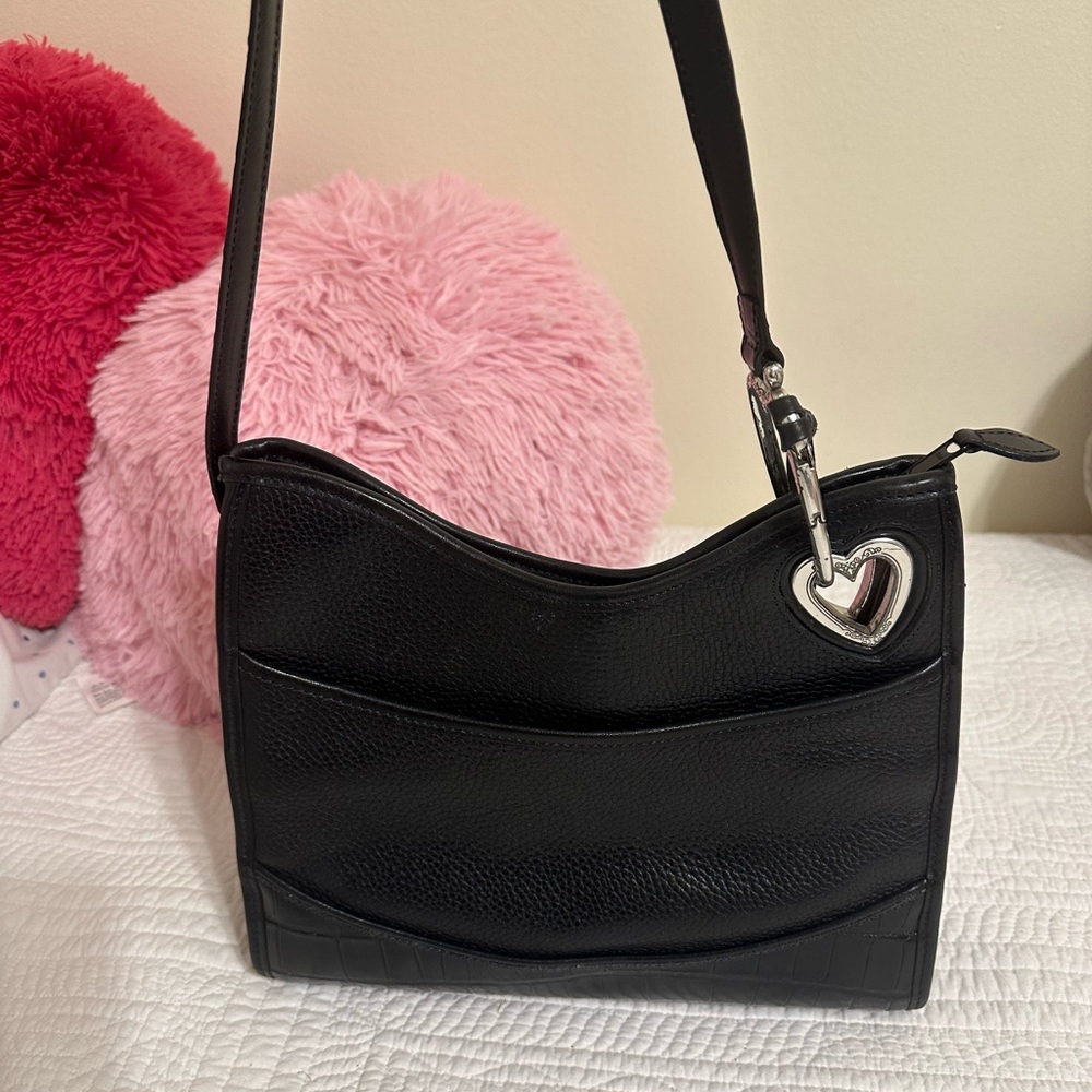 Brighton Black Shoulder Bag with Heart Accent